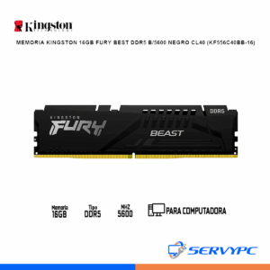 MEMORIA KINGSTON 16GB FURY BEST DDR5 B/5600 NEGRO CL40