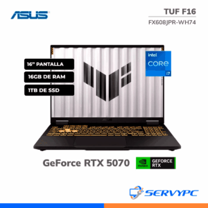 LAPTOP GAMER ASUS TUF F16 FX608JPR-WH74 I7-14650HX 16GB 1TB SSD GEFORCE RTX 5070 8GB 16 WUXGA 165HZ