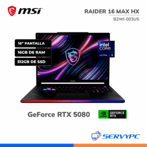 Raider 16 MAX HX B2WL-003US Ultra 9 / 32GB / 1TB SSD / RTX 5080 / 16" QHD 240Hz